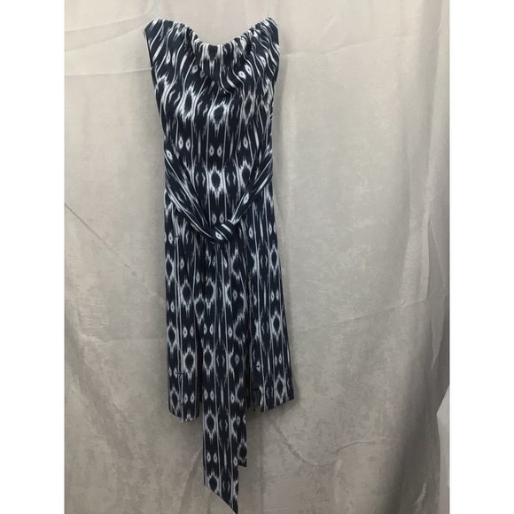 Athleta Ikat Strapless Anywhere Dress Size 2 Blue/White - Picture 2 of 11